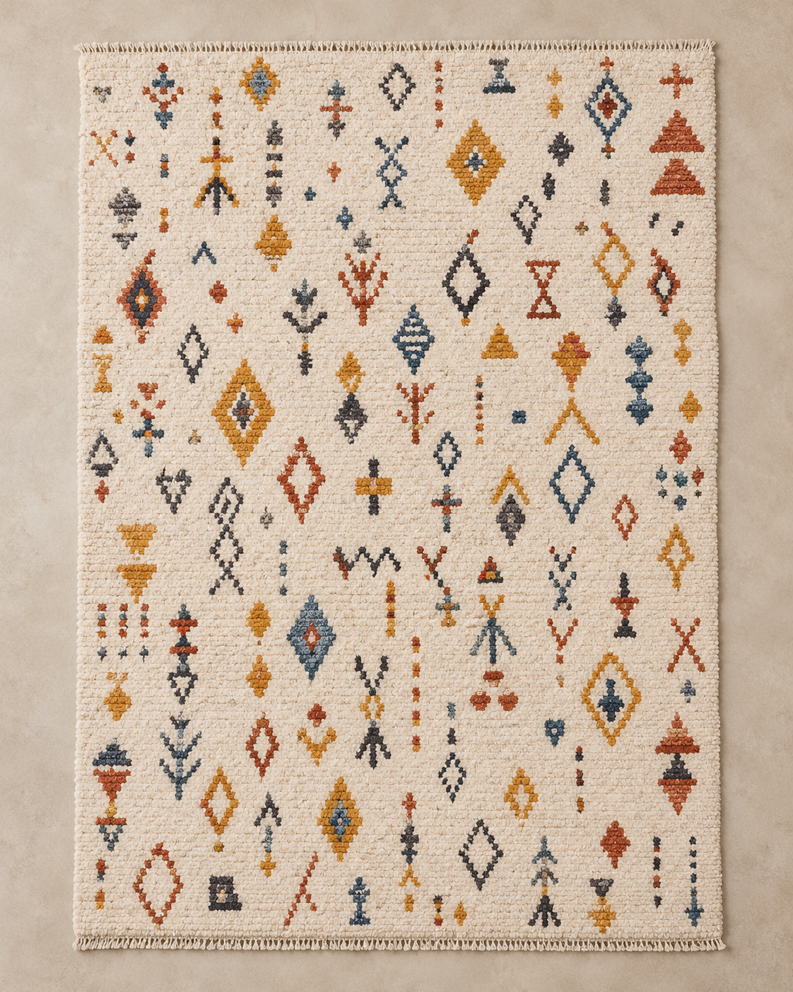 Illustration d’un tapis Azilal à motifs multicolores