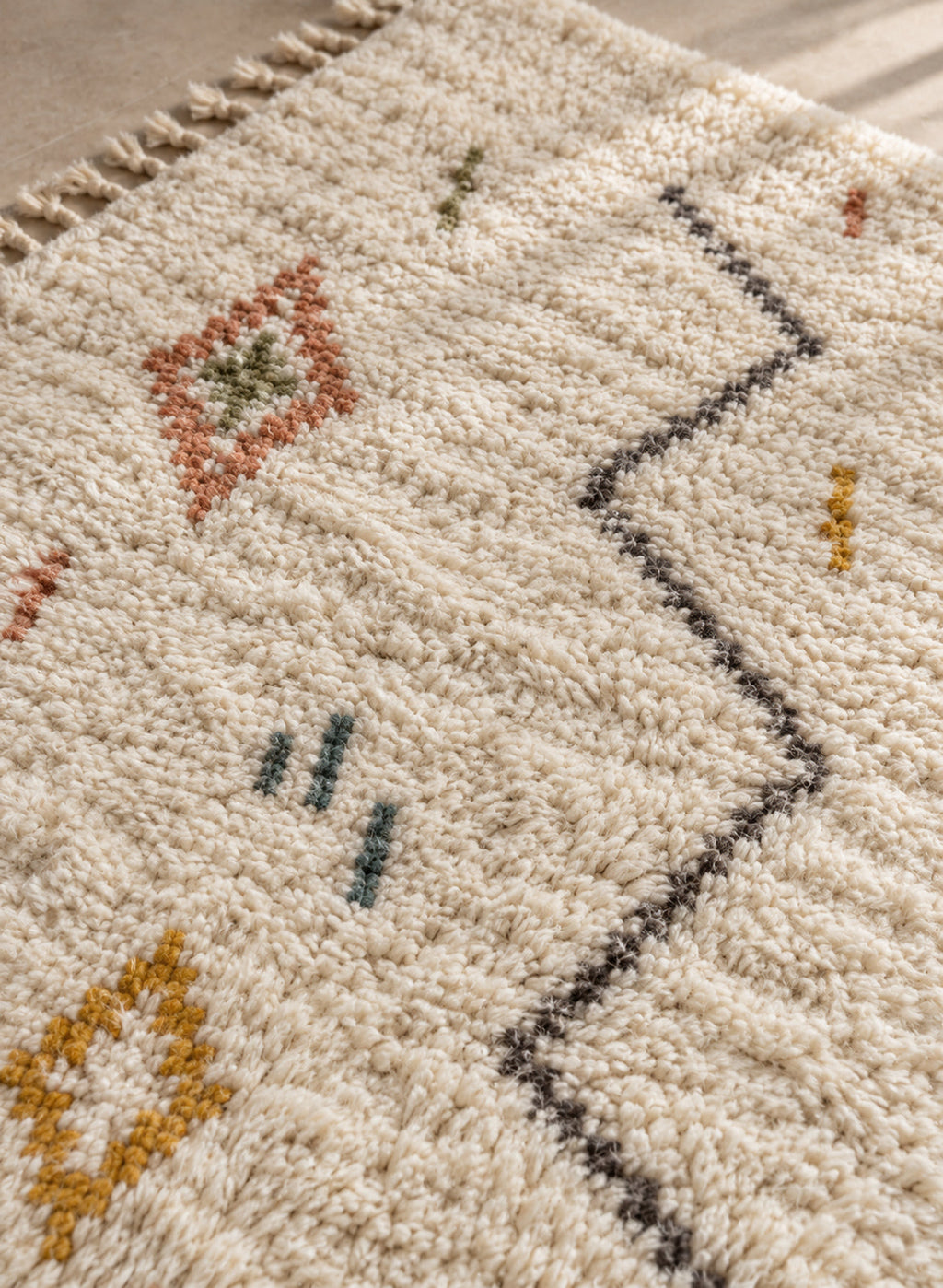 Surface of the Azilal rug showing the wool pile