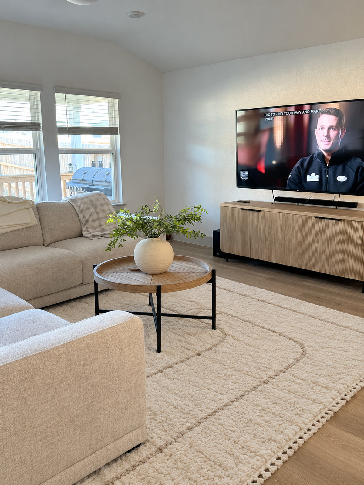 Handmade Mrirt rug in a living room
