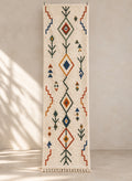 Ivory Azilal runner with colorful tree symbols