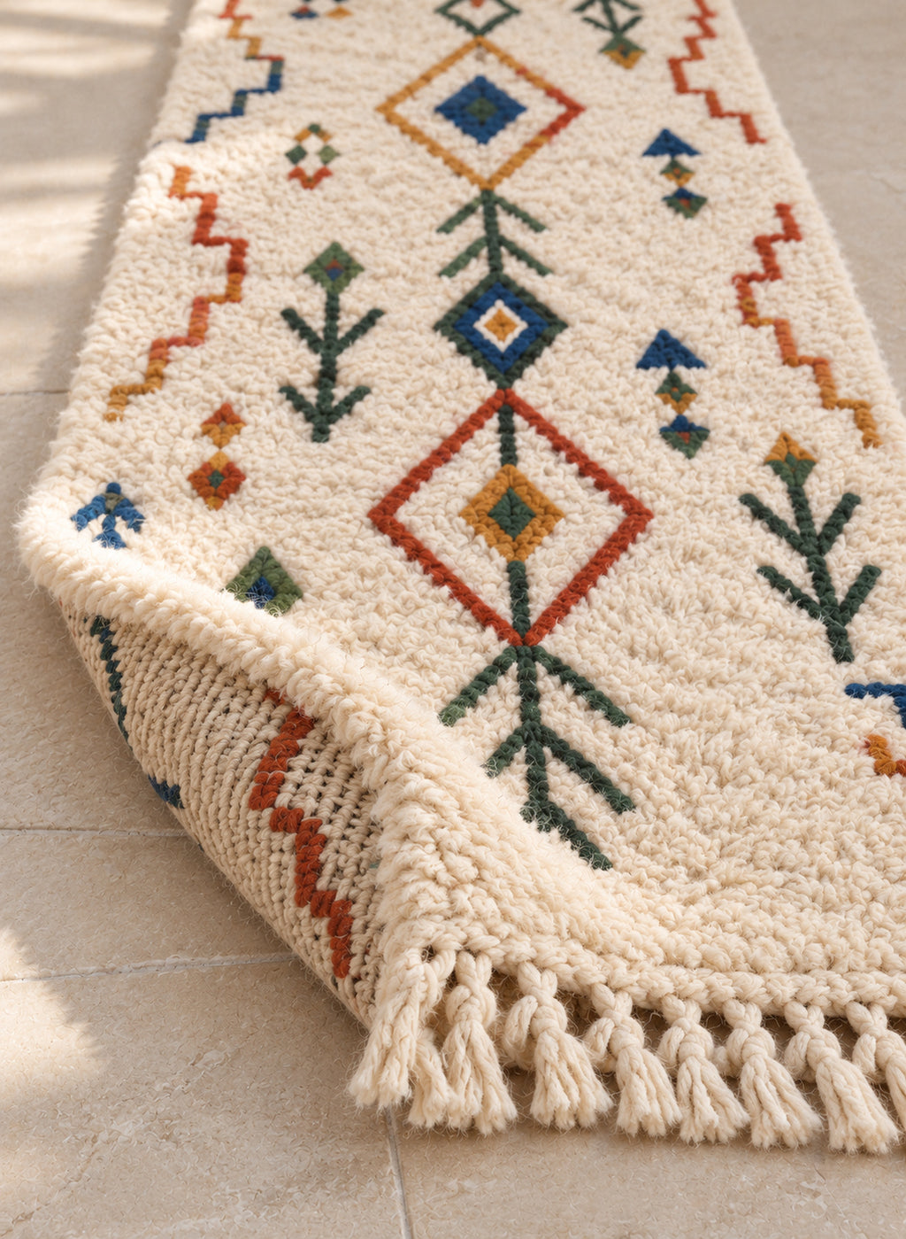 Folded Azilal runner showing pile thickness