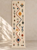Ivory Azilal runner with a red zigzag and a mustard diamond
