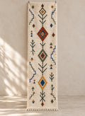 Ivory Azilal runner with three colorful diamonds on a tree axis