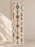 Ivory Azilal runner with a chain of colorful diamonds