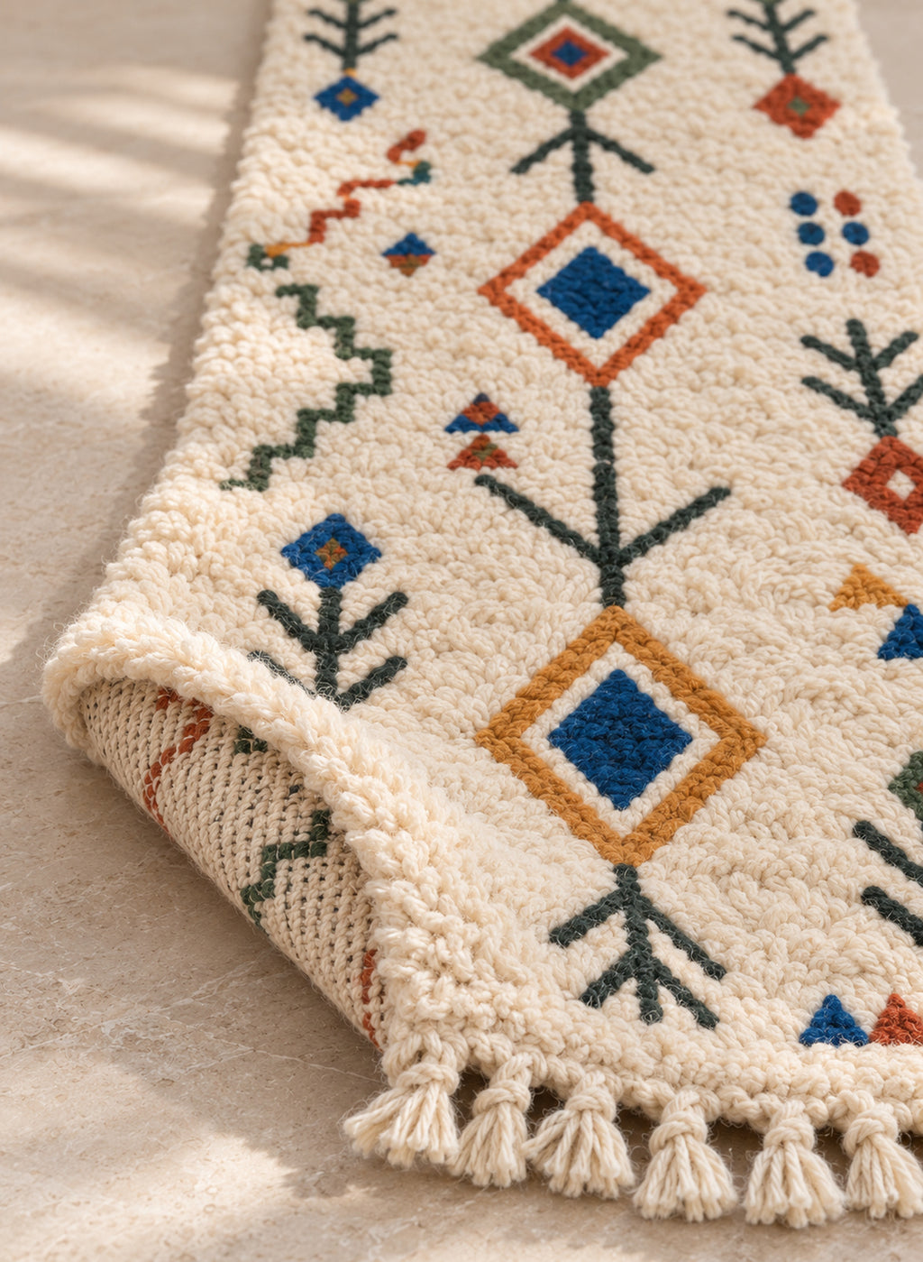 Folded Azilal runner showing pile thickness
