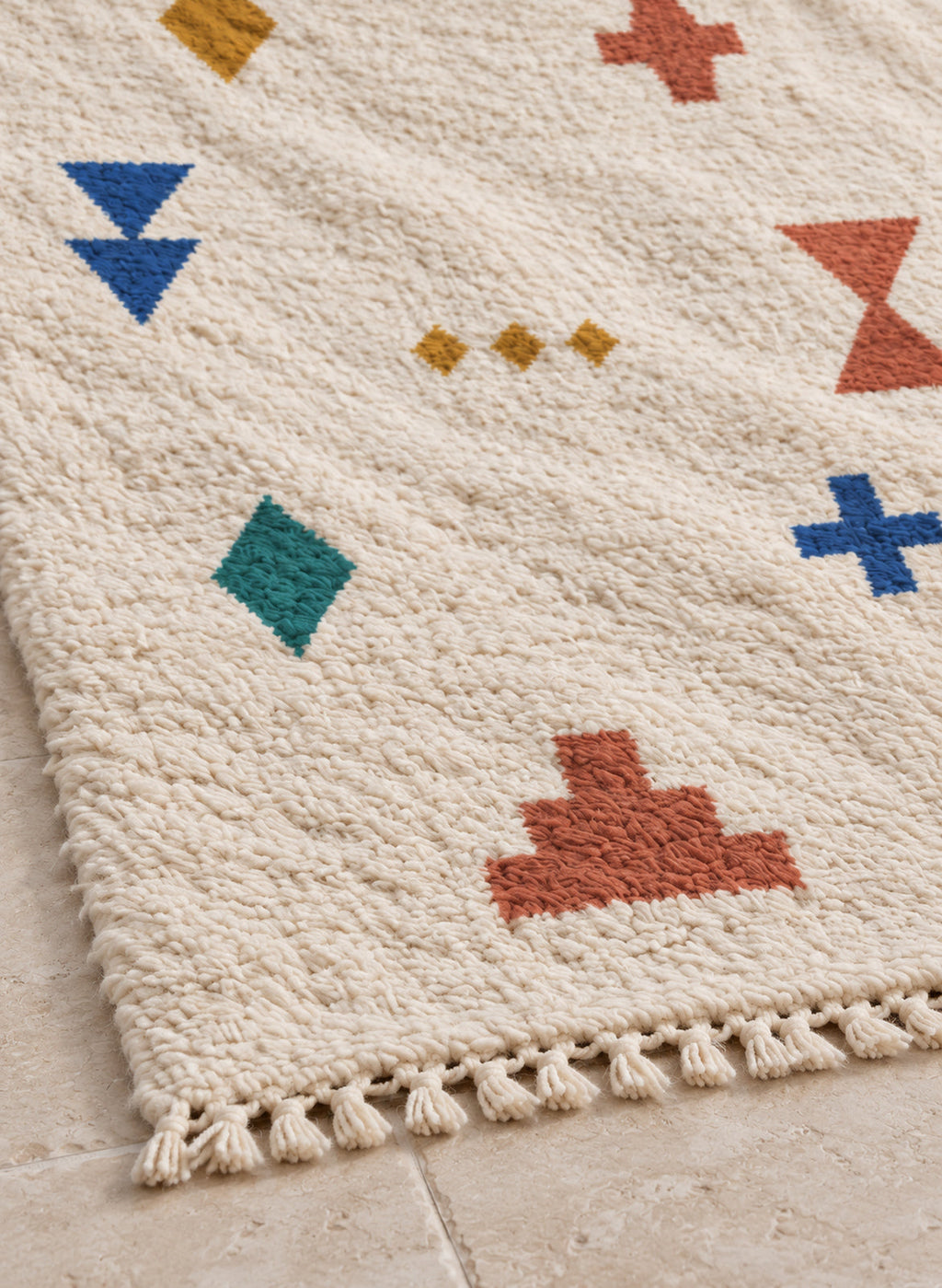 Close-up of the fringe of Azilal rug model 02