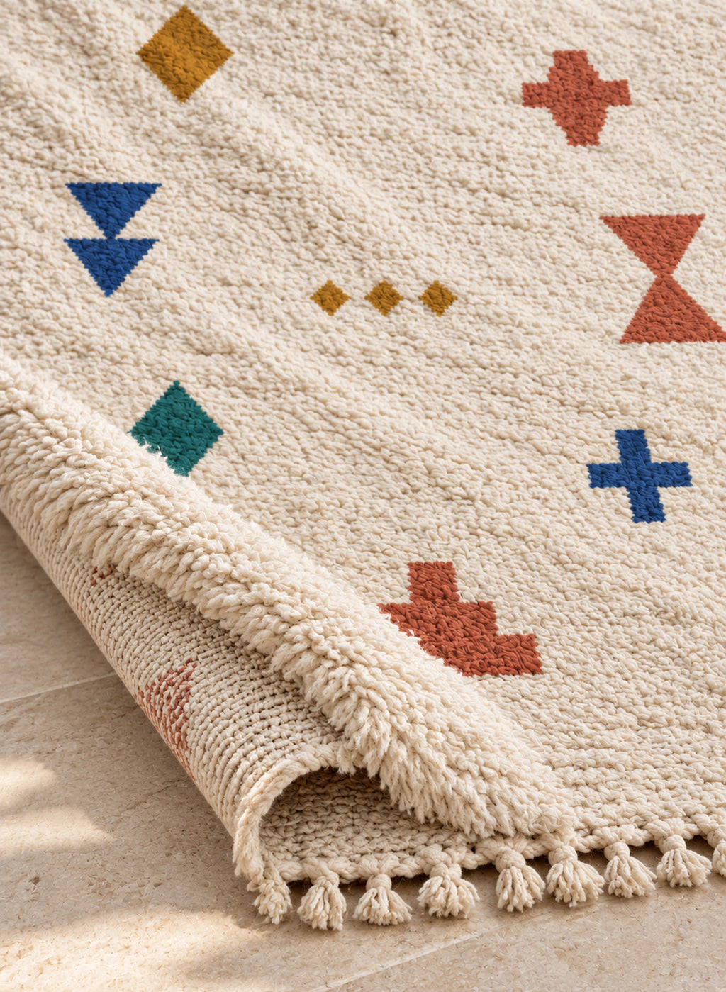 Azilal rug model 02, folded to show the pile