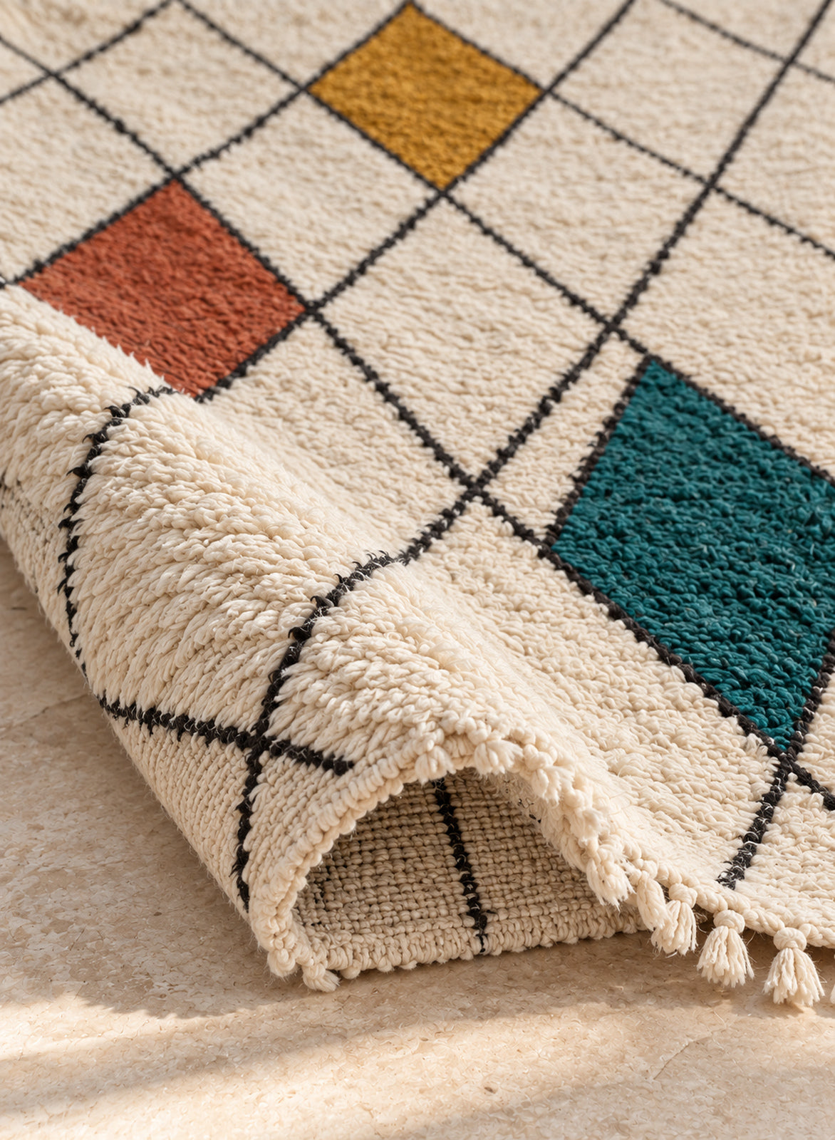 Azilal rug model 03, folded to show the pile