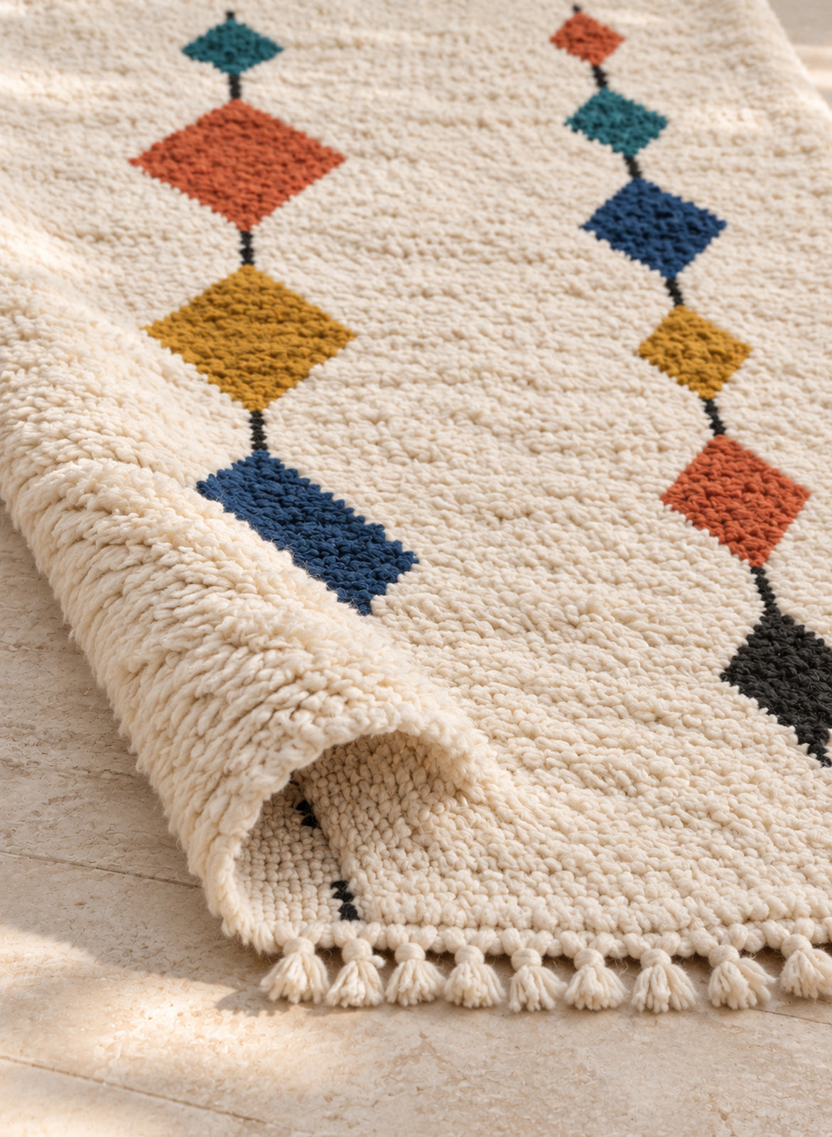Azilal rug model 05, folded to show the pile