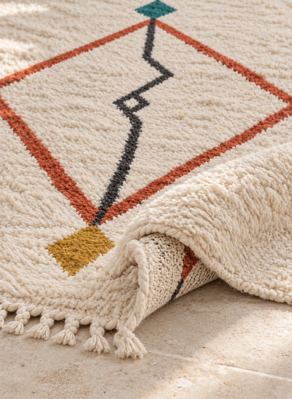 Azilal rug model 06, folded to show the pile