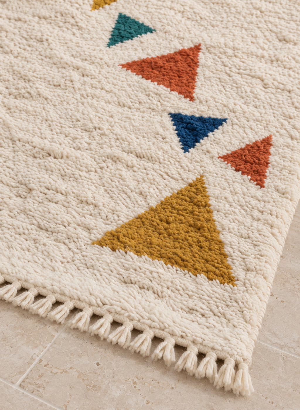 Close-up of the fringe of Azilal rug model 08