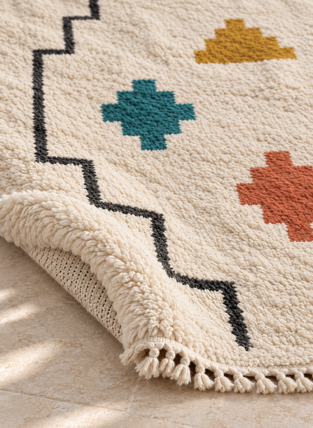 Azilal rug model 10, folded to show the pile