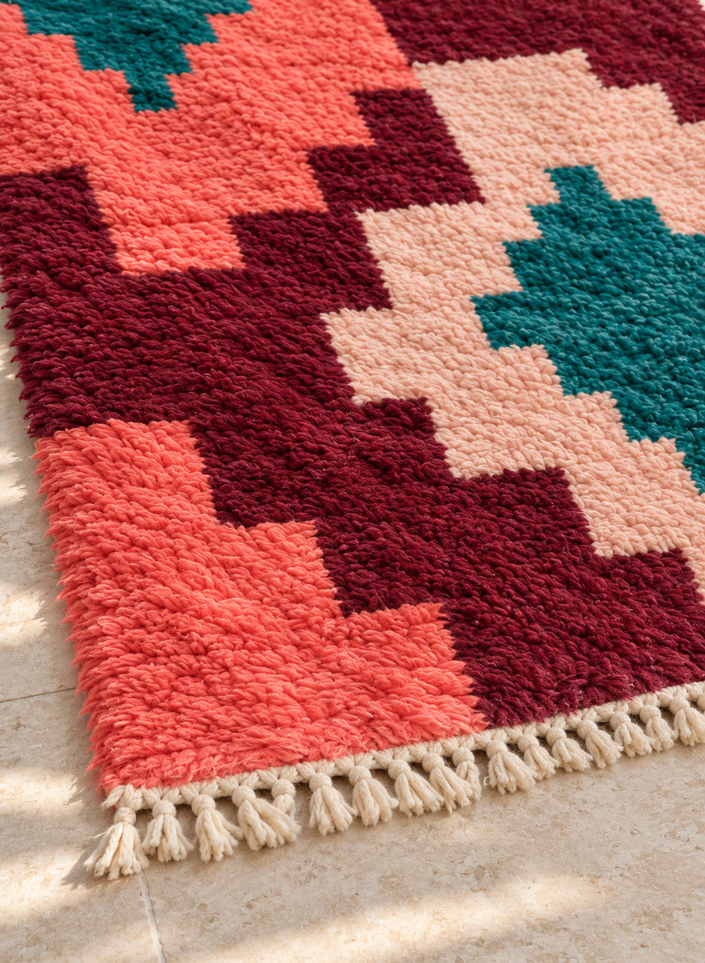 Fringe detail of the Tilelli Boujaad rug