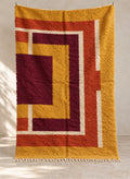 Mustard Boujaad rug with nested rectangles, full view