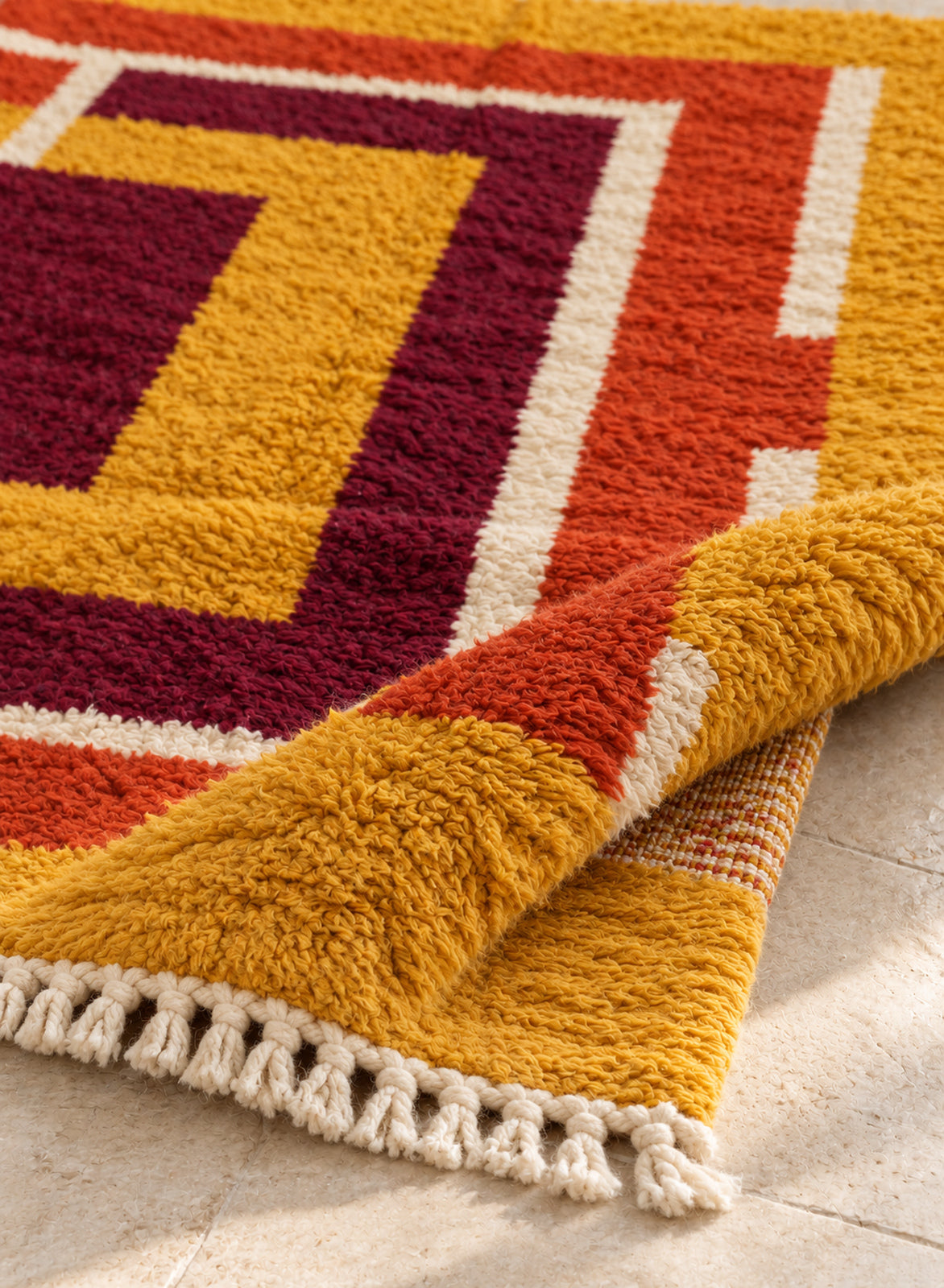 Folded corner of the Tafukt Boujaad rug