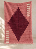 Rose Boujaad rug with a large burgundy diamond, full view