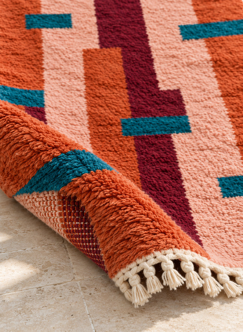 Folded corner of the Anzar Boujaad rug