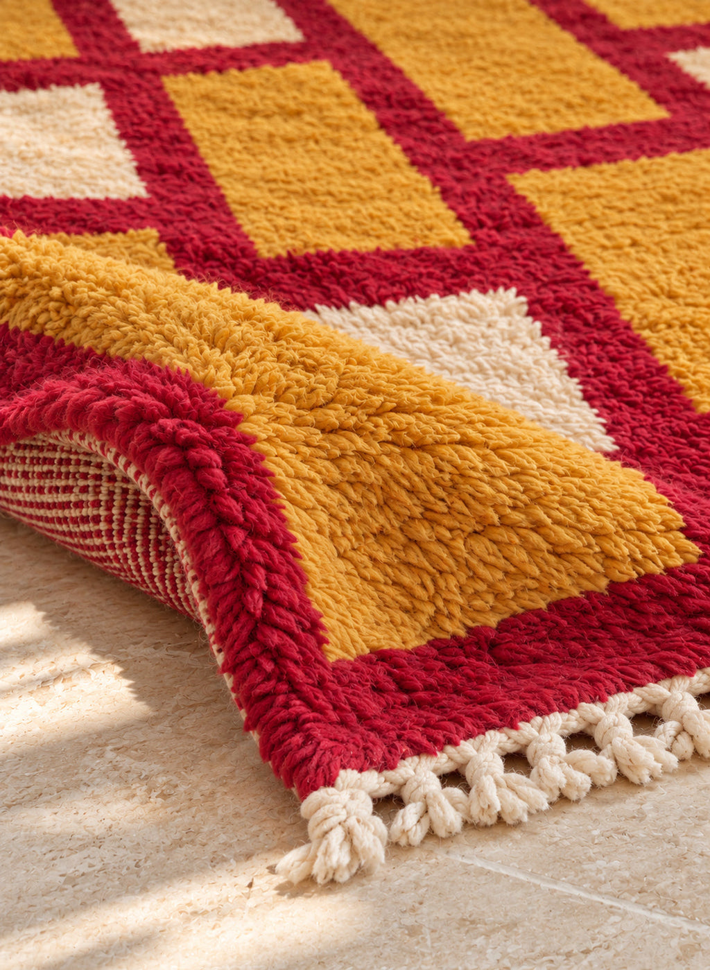 Folded corner of the Tamimt Boujaad rug
