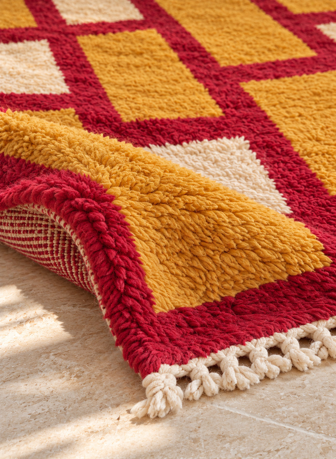 Folded corner of the Tamimt Boujaad rug