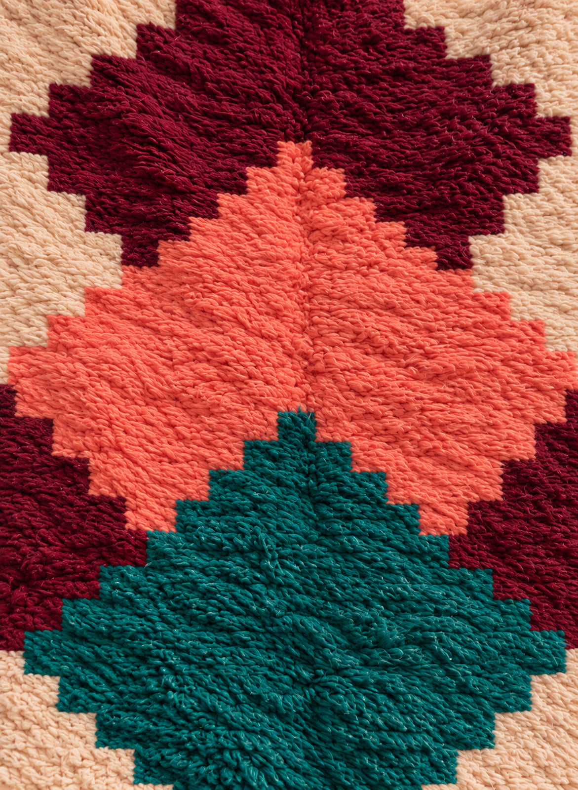 Close-up of the thick wool pile of the Asif Boujaad rug