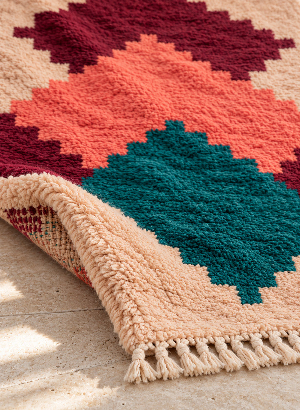 Folded corner of the Asif Boujaad rug
