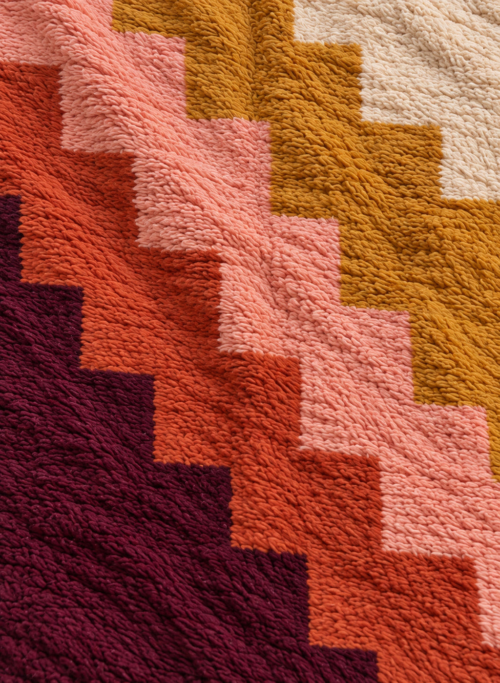 Close-up of the thick wool pile of the Tawri Boujaad rug