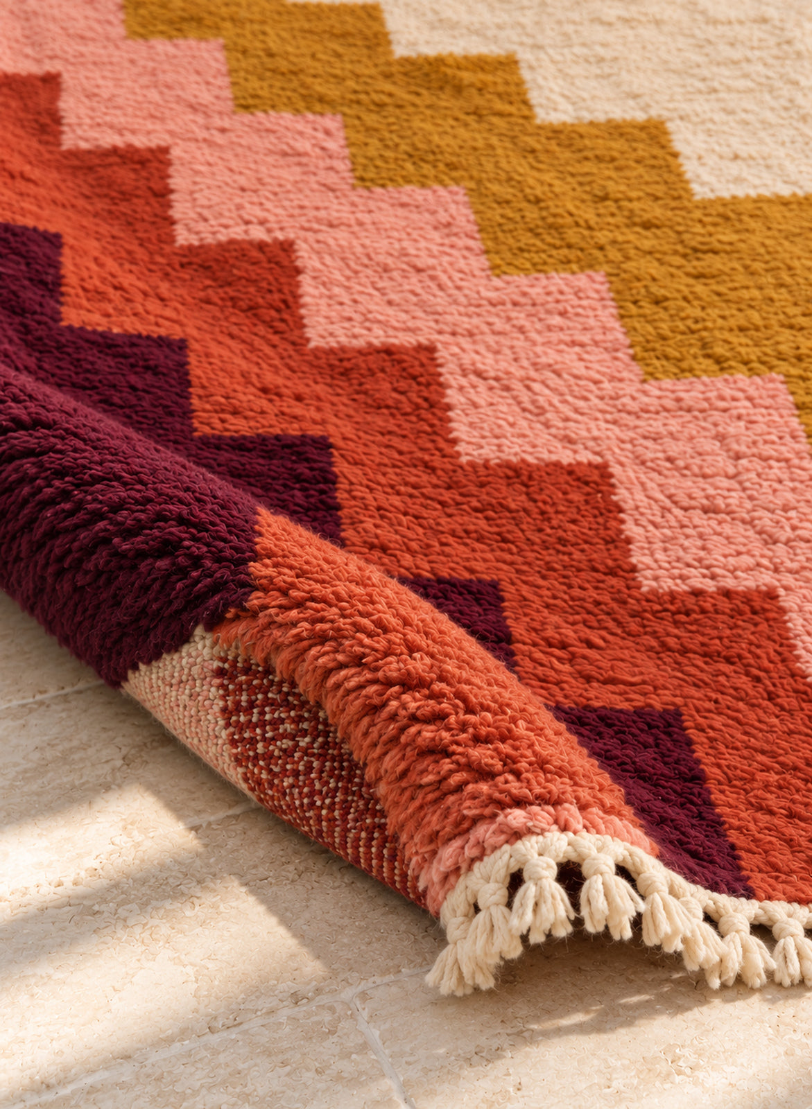 Folded corner of the Tawri Boujaad rug