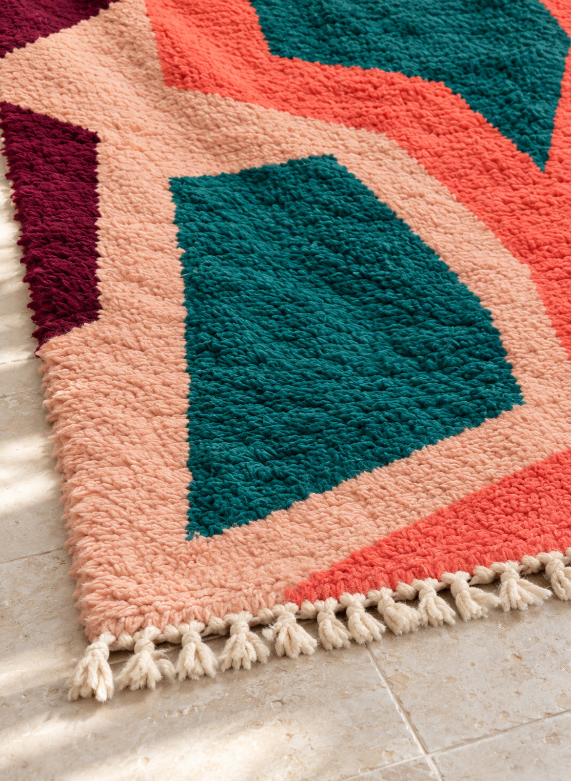 Fringe detail of the Aman Boujaad rug