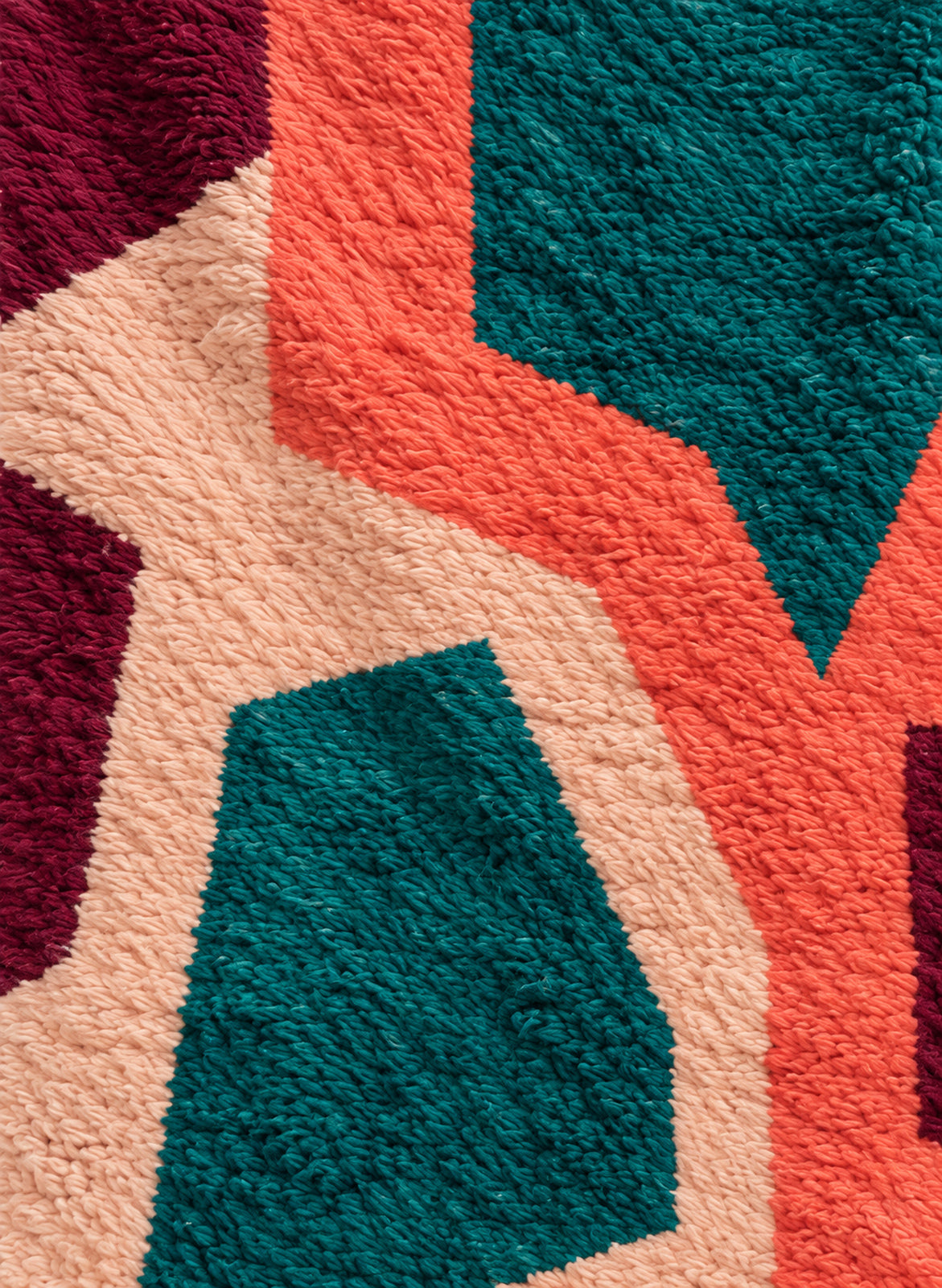 Close-up of the thick wool pile of the Aman Boujaad rug