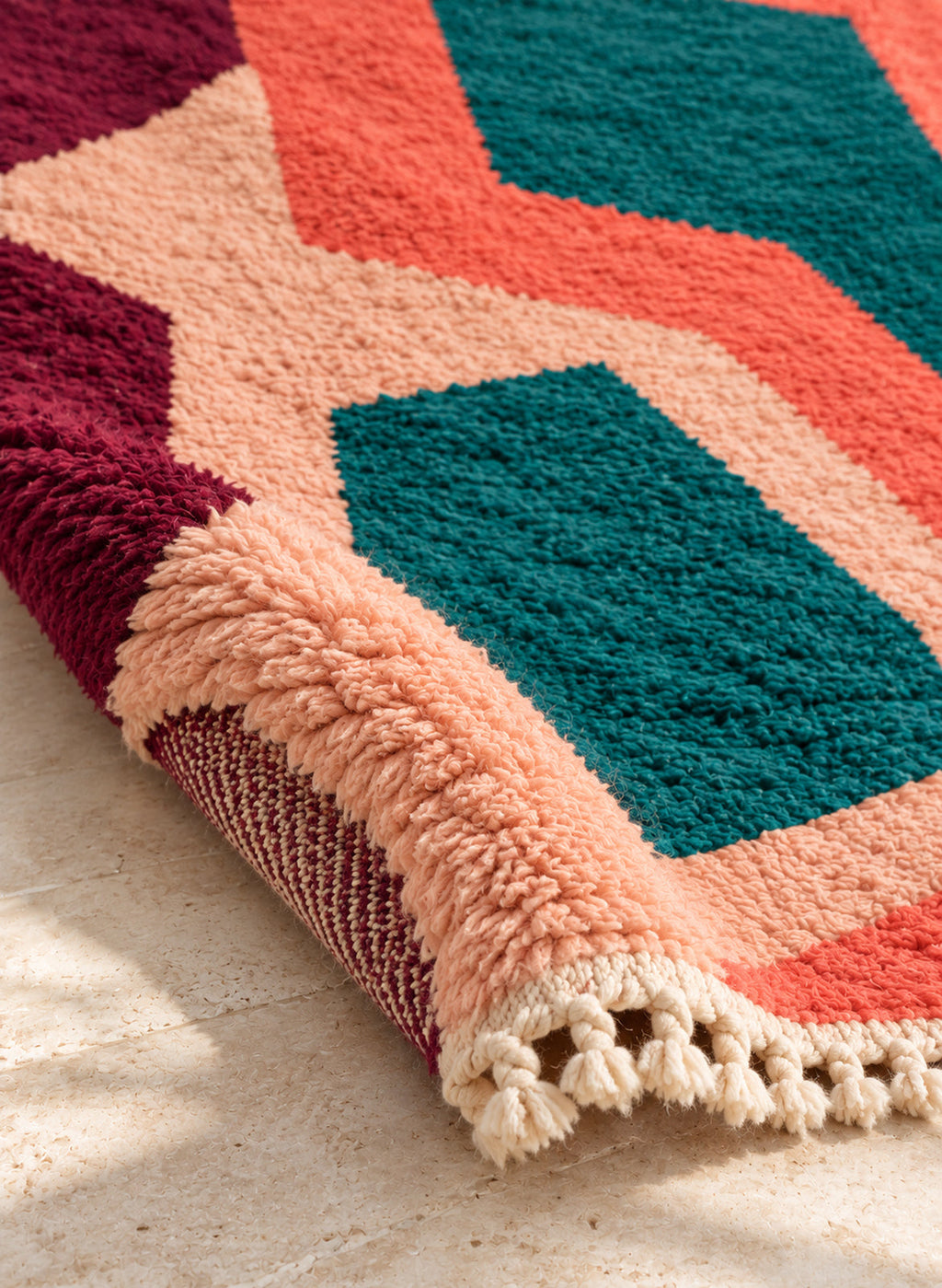 Folded corner of the Aman Boujaad rug