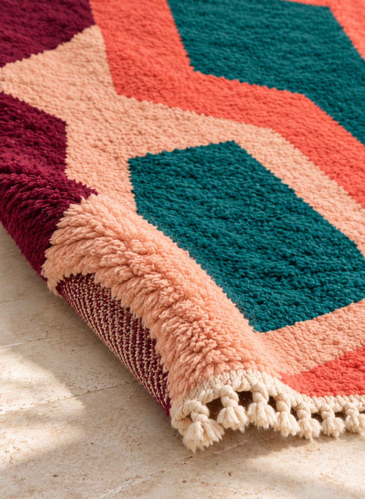 Folded corner of the Aman Boujaad rug