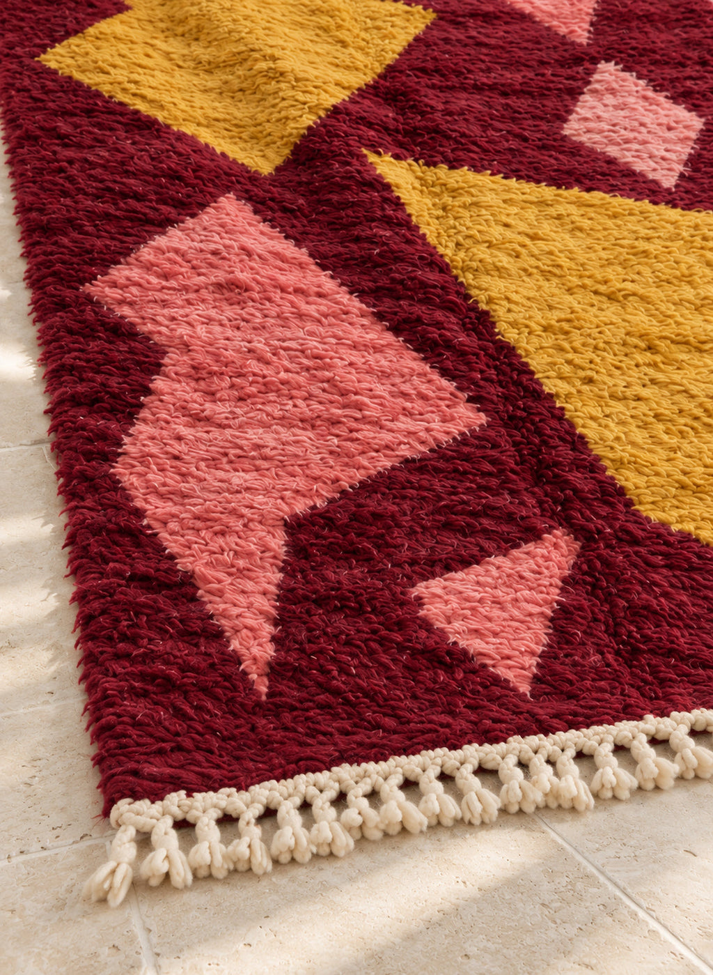 Fringe detail of the Tazart Boujaad rug