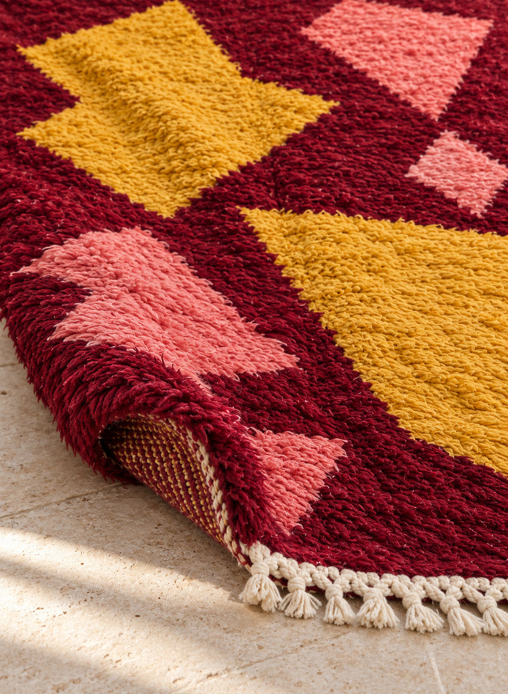 Folded corner of the Tazart Boujaad rug