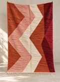 Terracotta Boujaad rug with a bold zigzag, full view