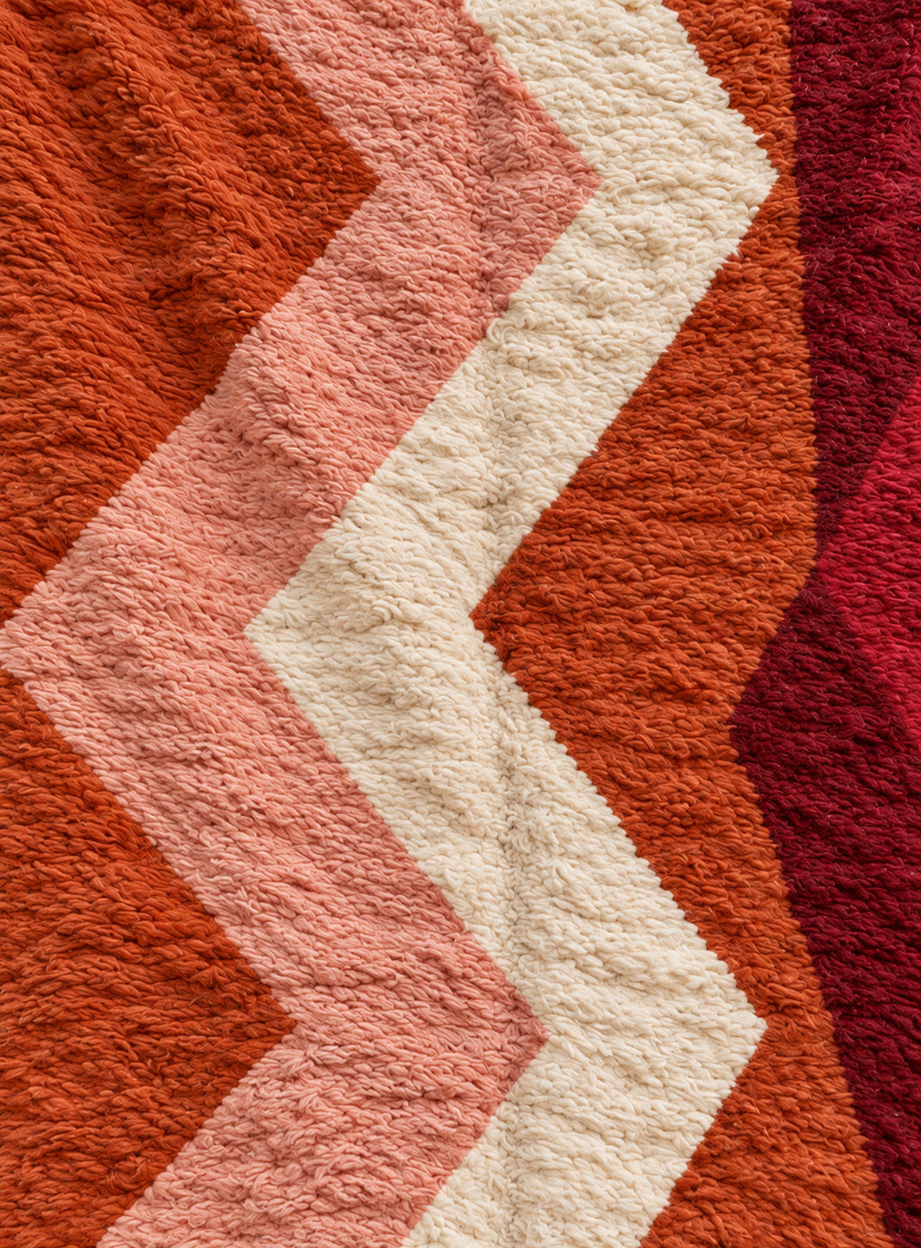 Close-up of the thick wool pile of the Ayur Boujaad rug