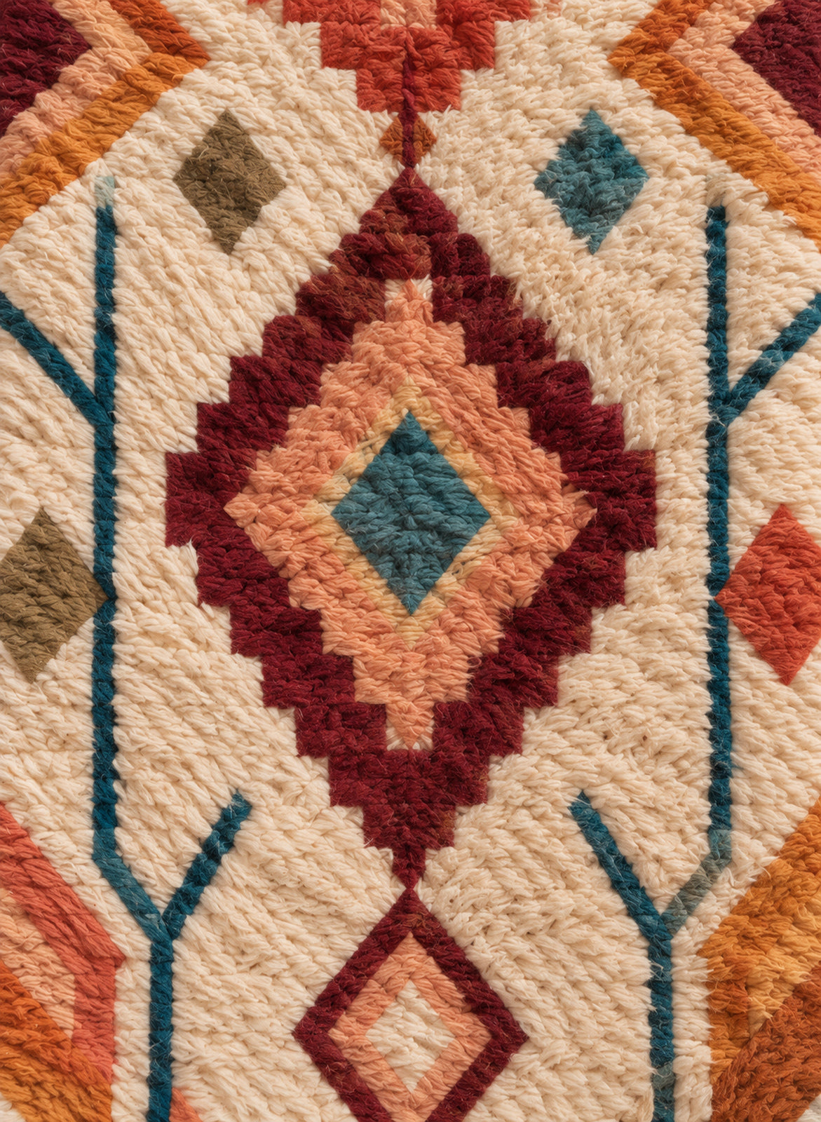 Wool texture detail of the Boujaad runner