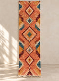 Orange Boujaad runner with teal and mustard diamonds