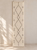 Ivory Beni Ourain runner with charcoal nested diamonds
