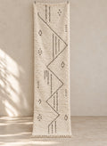 Ivory Beni Ourain runner with a charcoal diagonal zigzag