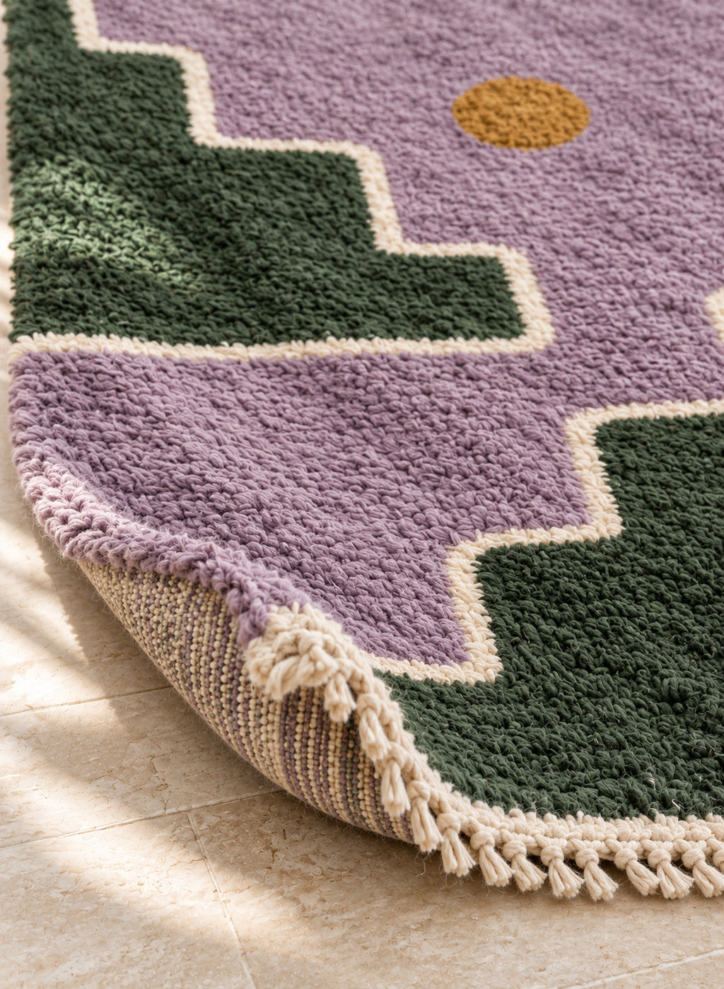 Thick pile of Beni Ourain rug model BWO-27 on a folded corner