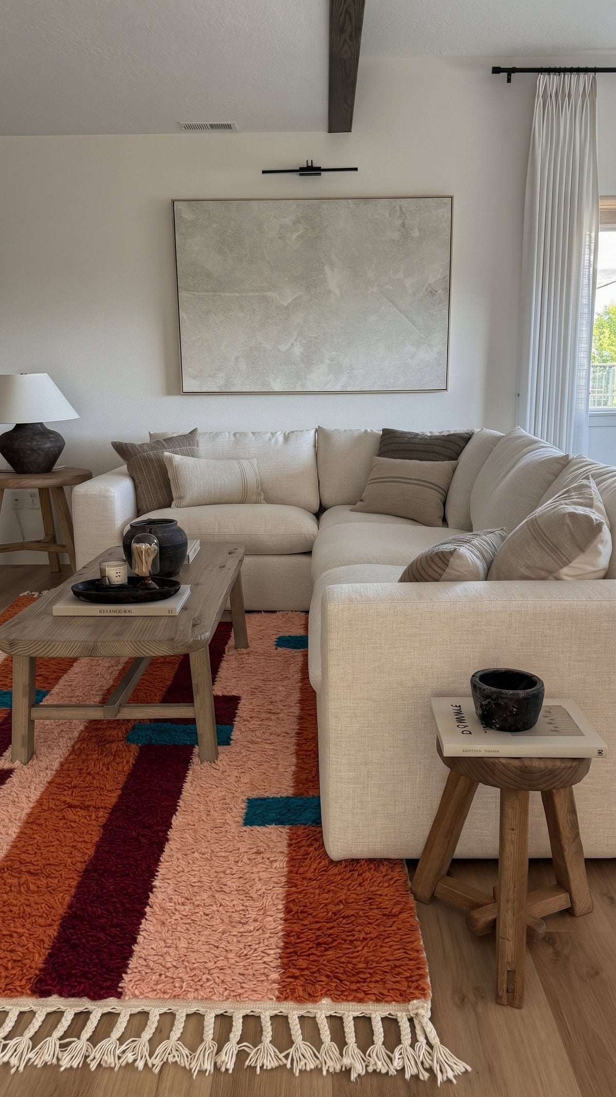 Terracotta Anzar Boujaad rug in a living room