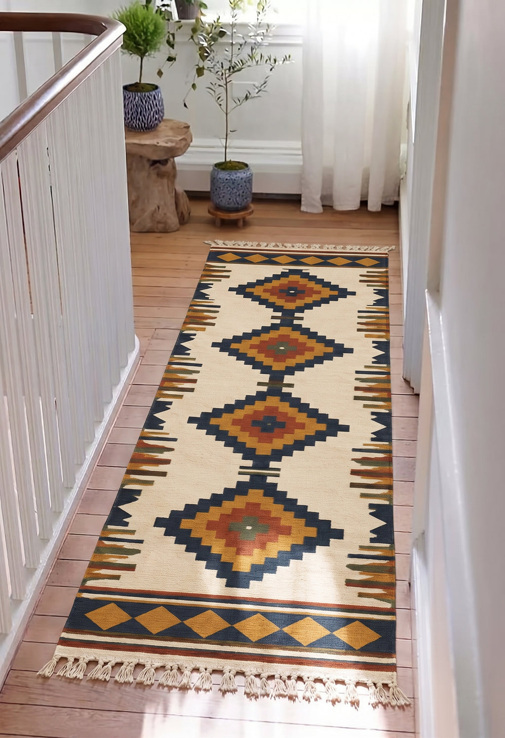 Kilim runner on a landing