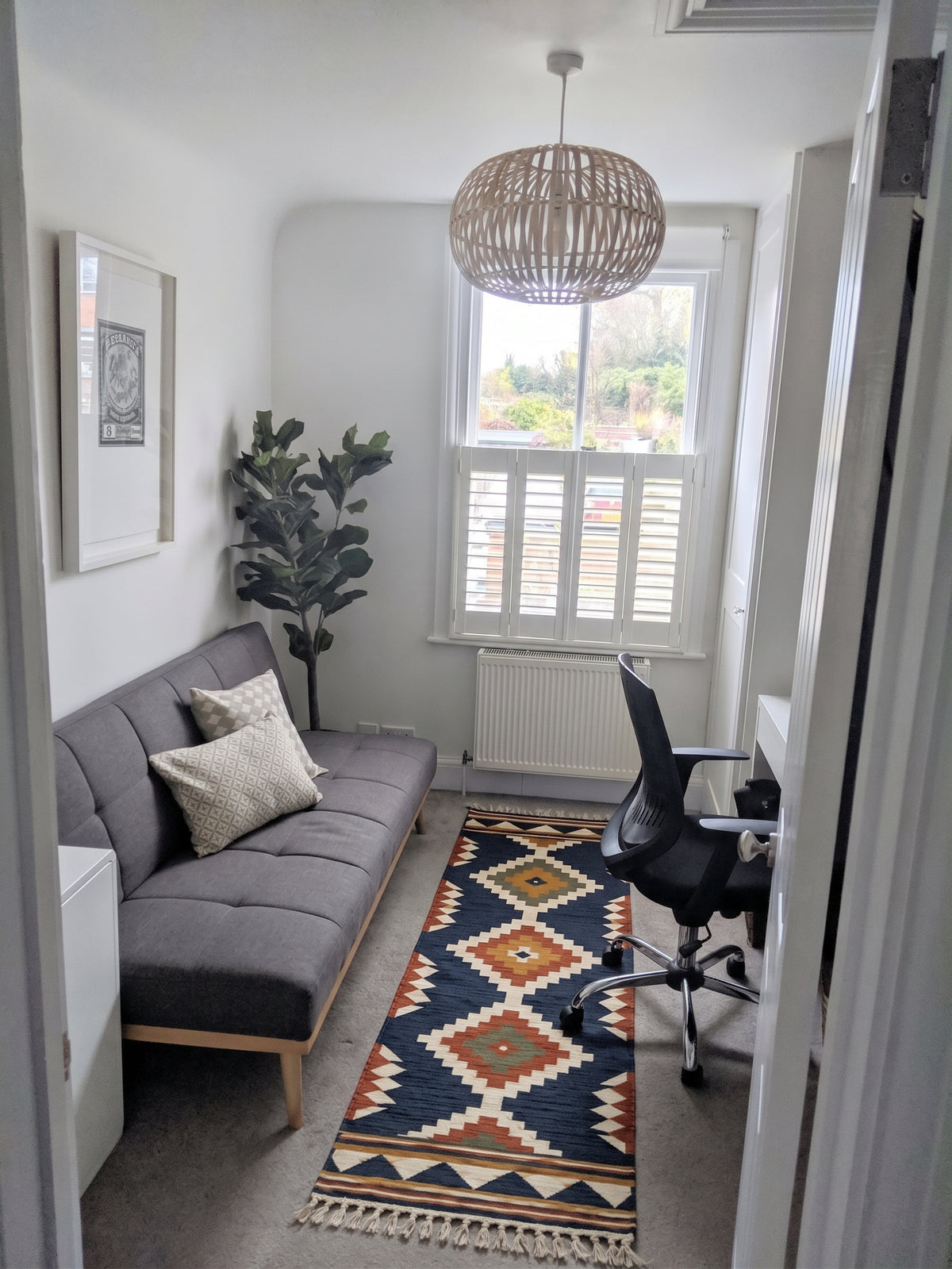 Kilim runner in a home office