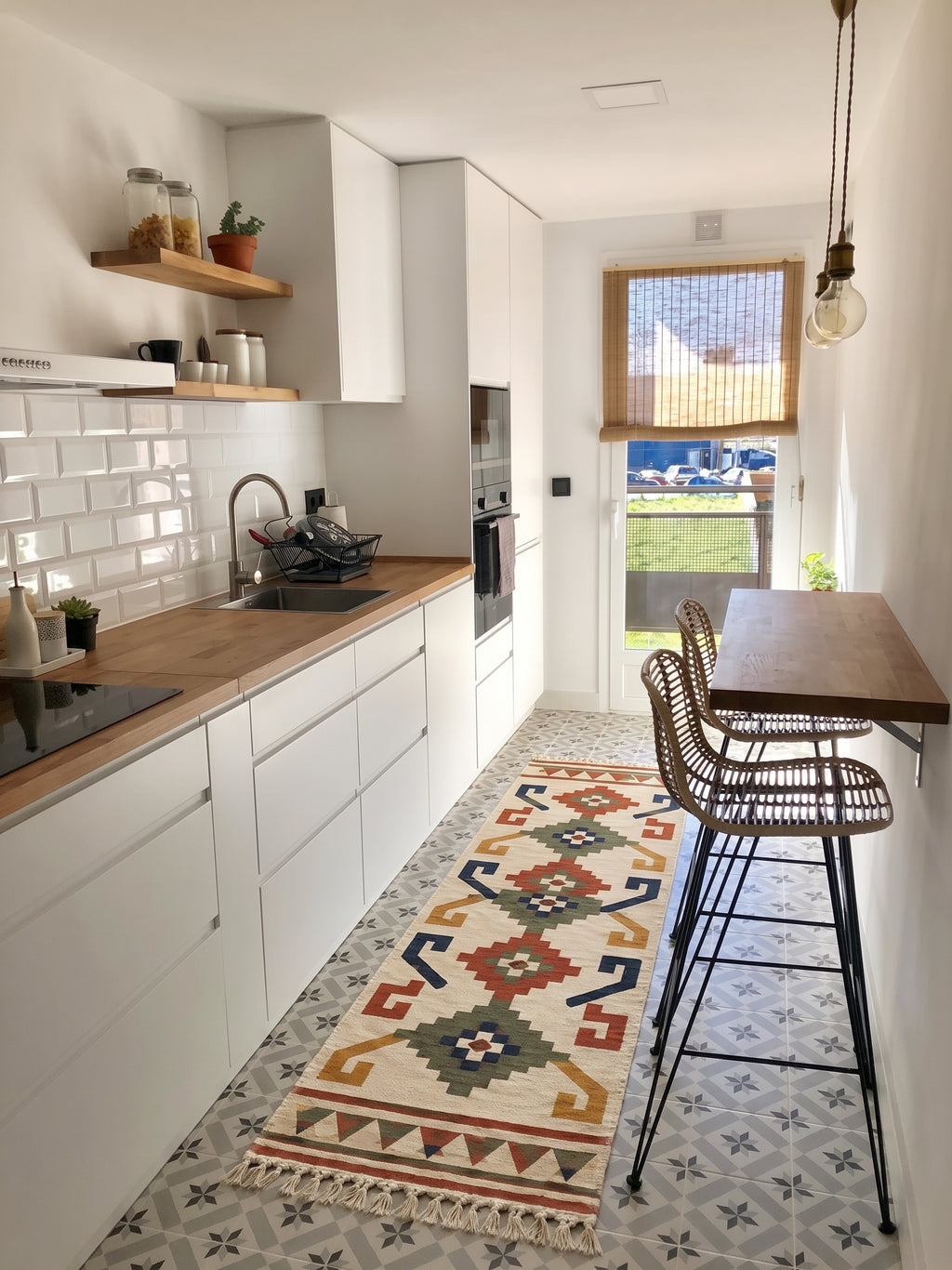 Kilim runner in a kitchen