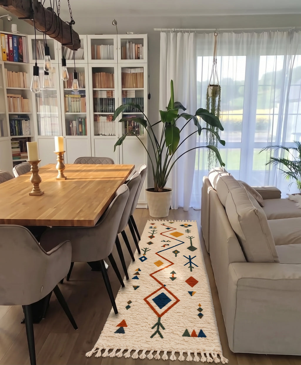 Azilal runner beside a dining table