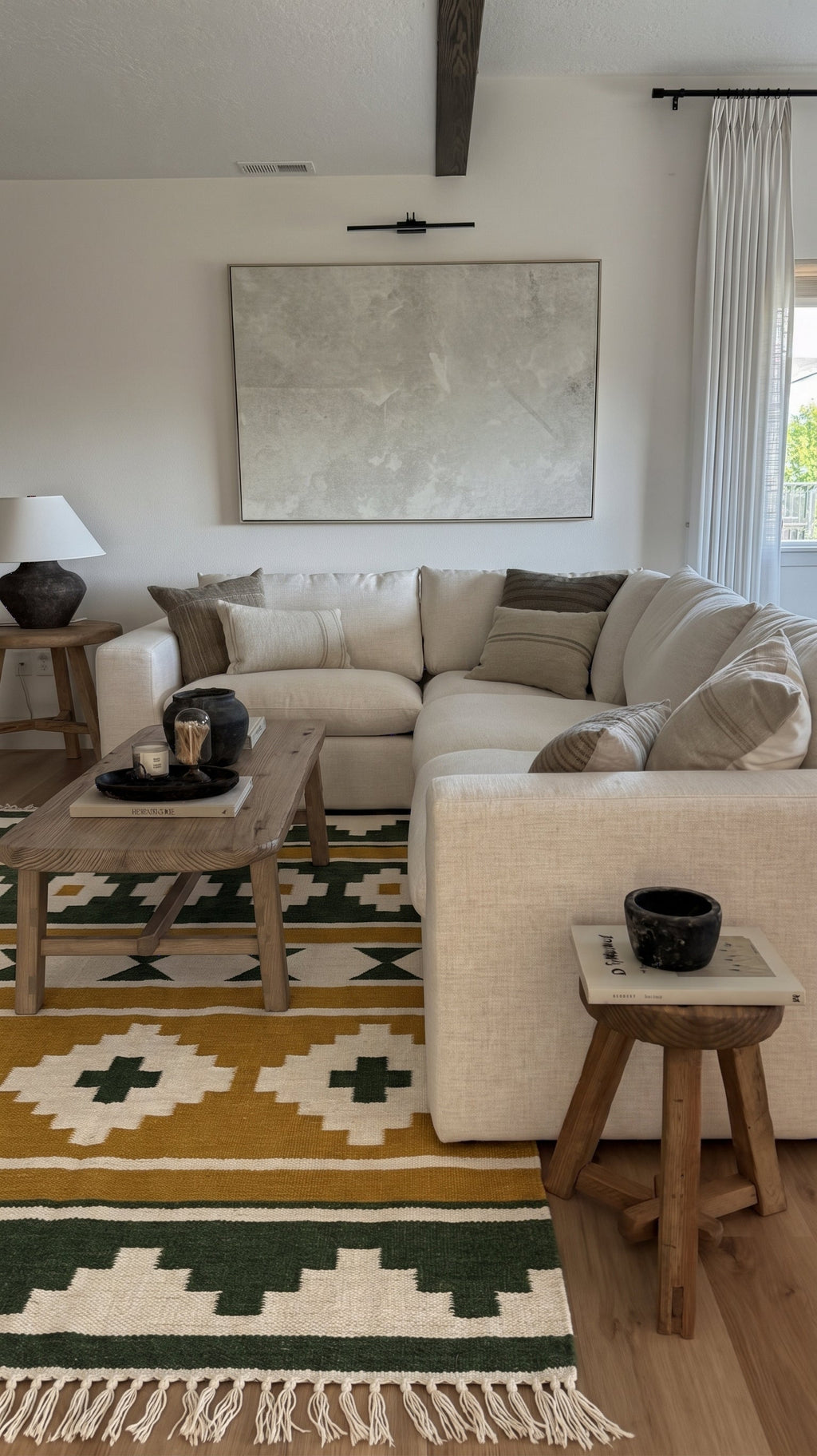 Tafat mustard kilim in a living room
