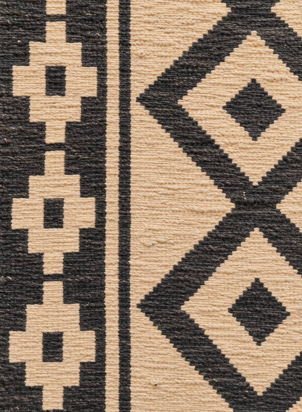 Close-up of the flat-woven wool of the Tanirt kilim