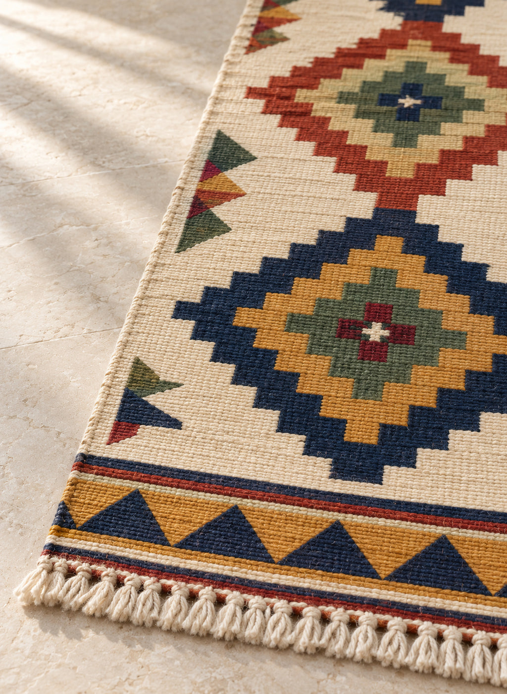 Fringe detail of the kilim runner