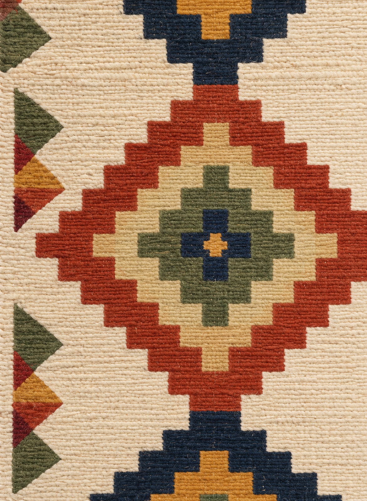 Flat-woven wool texture of the kilim runner