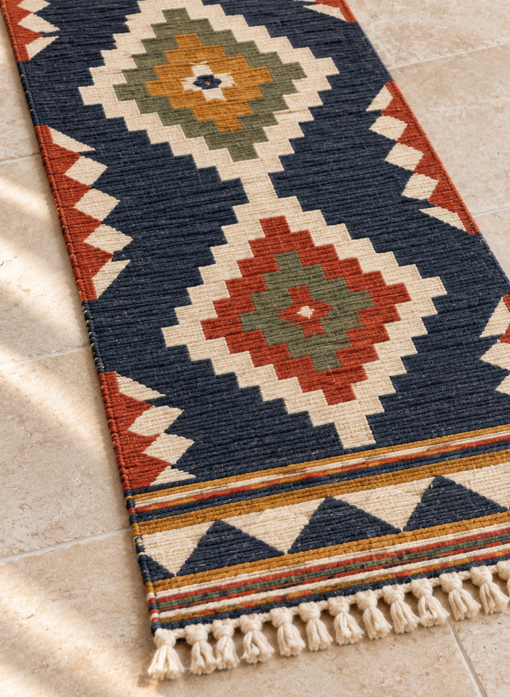 Fringe detail of the kilim runner